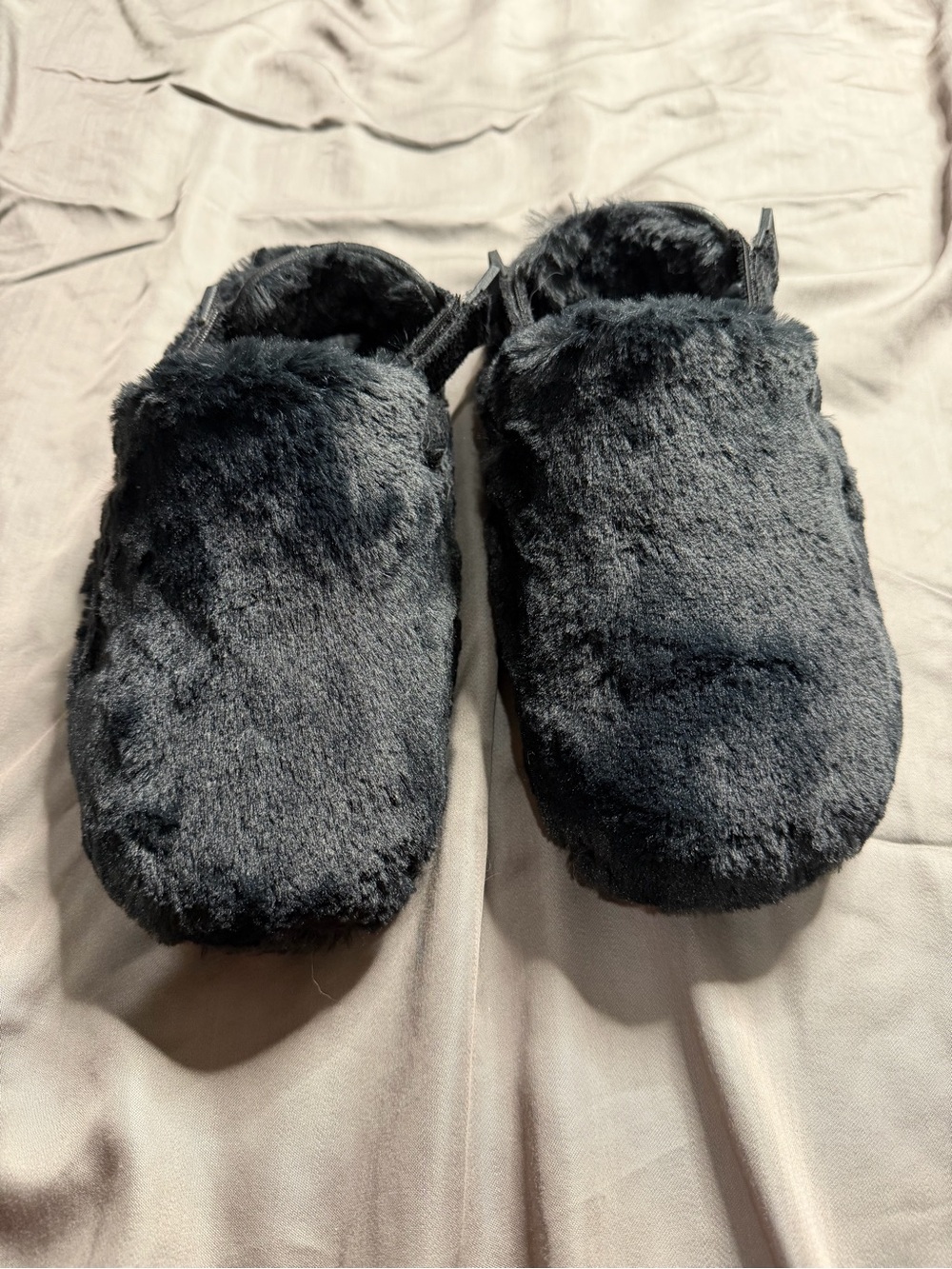 Nike Black Plush Mule Clogs with Rear Strap